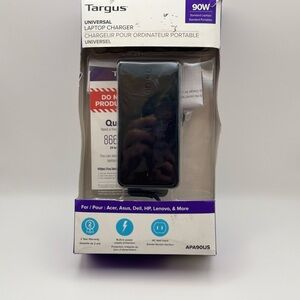 Targus 90W AC Semi-Slim Universal Laptop Charger- 6 ft Cable & 5 Power Tips